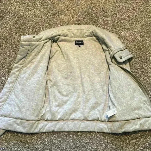 EUC Women’s Splendid Cropped Grey Bomber Jacket, Size Small - Picture 2 of 3